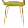 thumbnail image 5 of Modern Dining Chair Set of 2, Velvet Upholstered Dining Chair with Decorative Woven Backrest and Gold Metal Legs, Counter Height Bar Stool, Vanity Chair Kitchen Chairs for Living Room, Green, 5 of 7