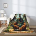 thumbnail image 2 of Throw Blanket for Couch Sofa and Bed, Forest Meditating Gorilla Super Soft Plush Throw Blanket, Fuzzy Cuteness Comfy Warm Washable Flannel Blanket & Throws for All Season 50"x40", 2 of 5