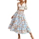 thumbnail image 1 of VISgogo Falda larga para mujer, cintura elástica, estampado floral, volantes, dobladillo grande, línea A, faldas casuales, S/M/L/XL VISgogo  moda, 1 of 7