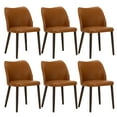 thumbnail image 5 of Modern PU Leather Side Chairs with Cushioned Seat and Wooden Legs , Upholstered Dining Room Chairs Set of 6 for Kitchen, Café or Restaurant – Lightbrown, 5 of 8