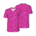 Daiia Rose Red Glitter Mens Baseball Jersey Button Down Shirts Short