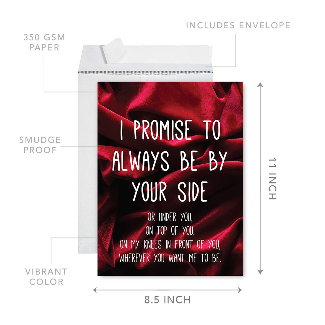 Koyal Wholesale Funny Valentine's Day Jumbo Card With Envelope, I Promise To Always Be By Your Side, Greeting Card 1-Pk