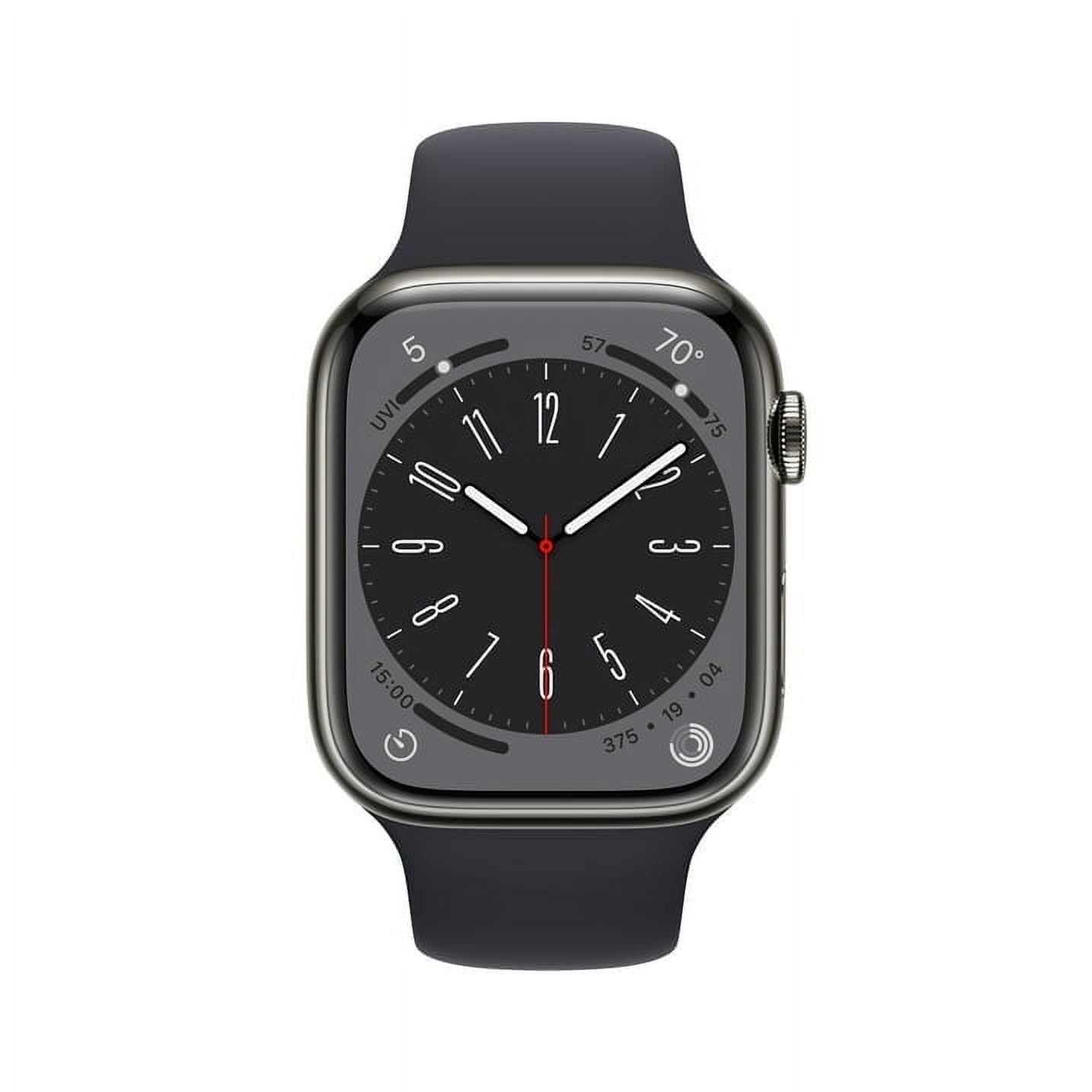Restored Apple Watch Series 8 45mm (GPS + Cellular) Graphite Stainless Steel w/ ML Midnight Sport Band (Refurbished)
