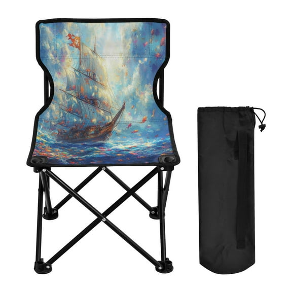 BZSMCE Camping Chairs Modern Oceanic Voyage Pattern Folding chair