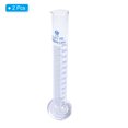 thumbnail image 3 of Unique Bargains 250ml 3.3 Borosilicate Glass Graduated Cylinder, 2Pcs Round Base Blue Graduations Measuring Cylinder, 3 of 4