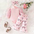 thumbnail image 2 of HCNTES Baby Girl Clothes Winter 3 6 9 12 18 Months Baby Girl Clothes Long Sleeve Romper Set Floral Flare Pants Set With Headband Baby Clothes Girl, 2 of 7