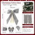 thumbnail image 2 of 12pc Gray Velvet Christmas Bows Ornaments for Wreath Tree Garland Mantel Gift Box Holiday Decor, 2 of 7