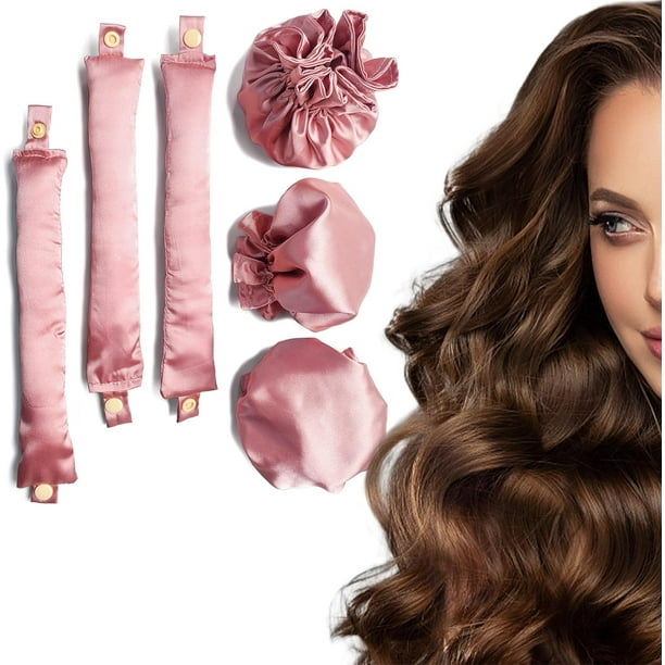 HAHADAXA New Satin Heatless Hair Curler Hair Rollers for Heatless Curls with Hair Caps Soft Heatless Curling Rod Headband for All Hair Types No Heat Curling to Sleep in Overnight pink Walmart