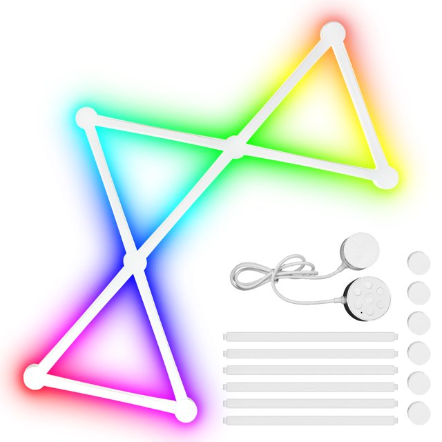 Smart Led Strip Lights 16 Million RGB Effects Rhythm Mode Manual and APP Remote Control LED Light No Drilling Wall Mount DIY Shape Connectable Light Bar with Backlight