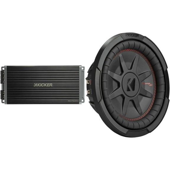 Kicker 48CWRT104 CompRT 10" Subwoofer, DVC, 4-ohm w/ 47Key5001 Amp Bundle