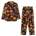 thumbnail image 4 of Renewold Softness Women Pajama Long Sleeve Tee Pants Bottoms Set 2 Pieces Fall Pumpkins Pine Cones Athletic Clothing Thermal Button Nightwear PJ Thanksgiving Lounge T-shirt Size 2XL, 4 of 6