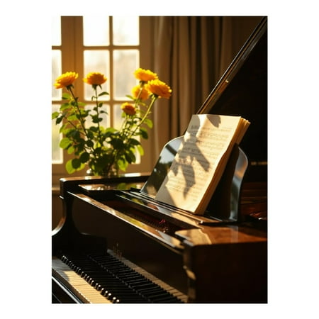 Diamond Art Kits for Adults - 5d Piano Sunflowers Sheet Music Serenity Diamond Painting for Adults Diamond Painting Kits for Adults Diamond Art for Adults Beginners for Home Wall Decor