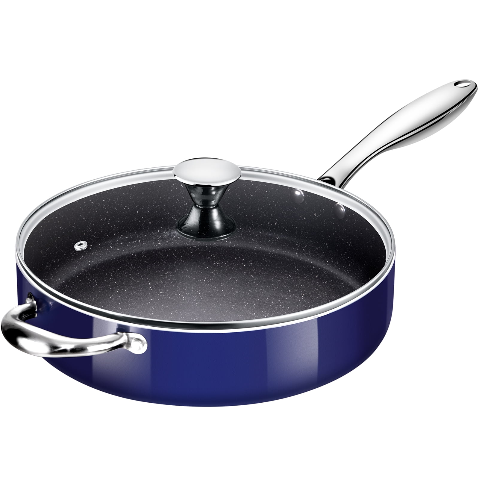Fry Pan Non Stick Surface Smokeless Kitchen Cookware Small Saute Pan Induction Omelette Pan for Induction Cooker GAS RV Travel, Size: 12.5 cm, Blue