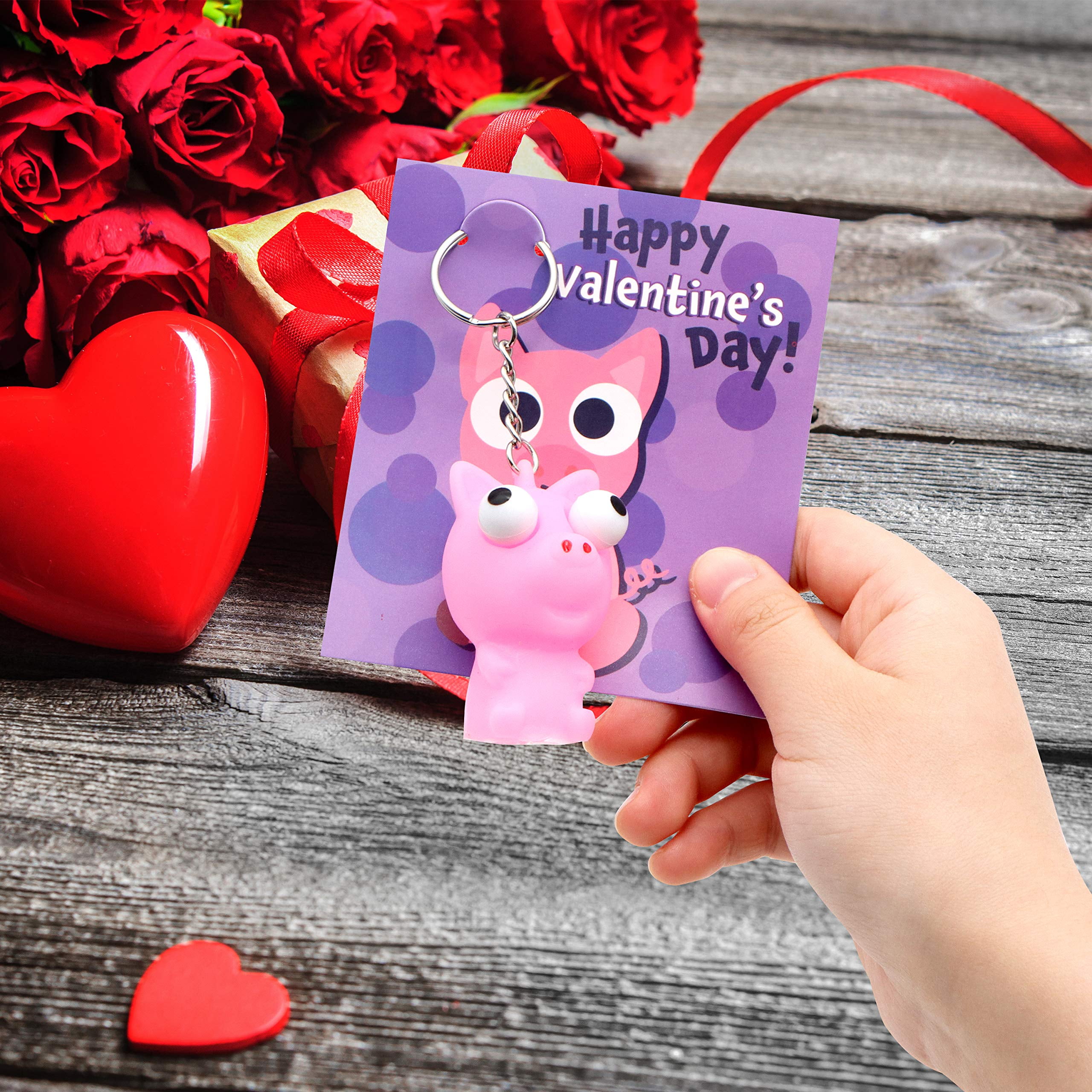 JOYIN 28 Pack Valentines Day Gifts Cards for Kids, Valentine's Greeting Cards with Stick-On Monster Googly Google Eyes Valentine Classroom Exchange
