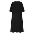 thumbnail image 5 of Wiyuqeen Casual Dresses for Women 3/4 Sleeve Scoop Neck Cotton Linen Dresses Solid Loose Fit Maxi Dresses Oversized Beach Dresses, 5 of 6