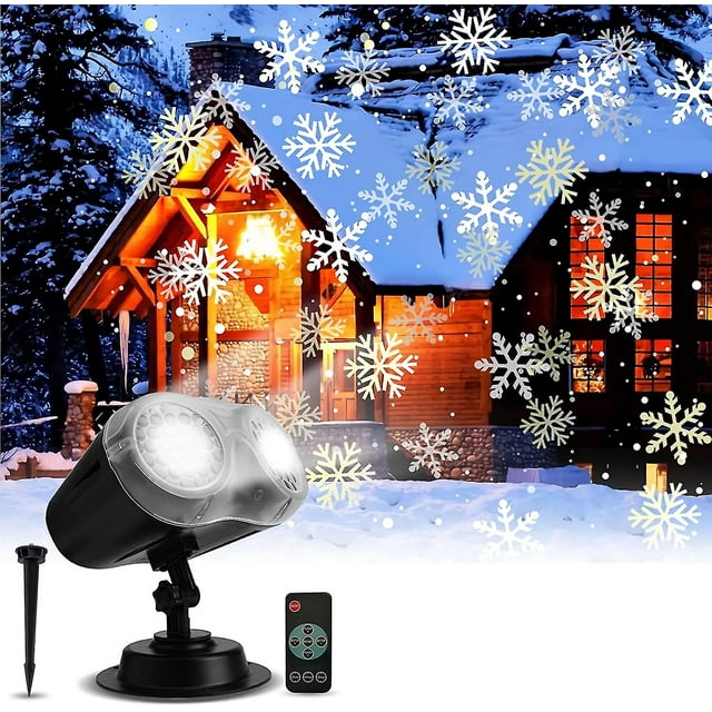 Christmas Led Projection Lamp, Ip65 Outdoor Christmas Snowflake Projector With Remote Control Timer Kr