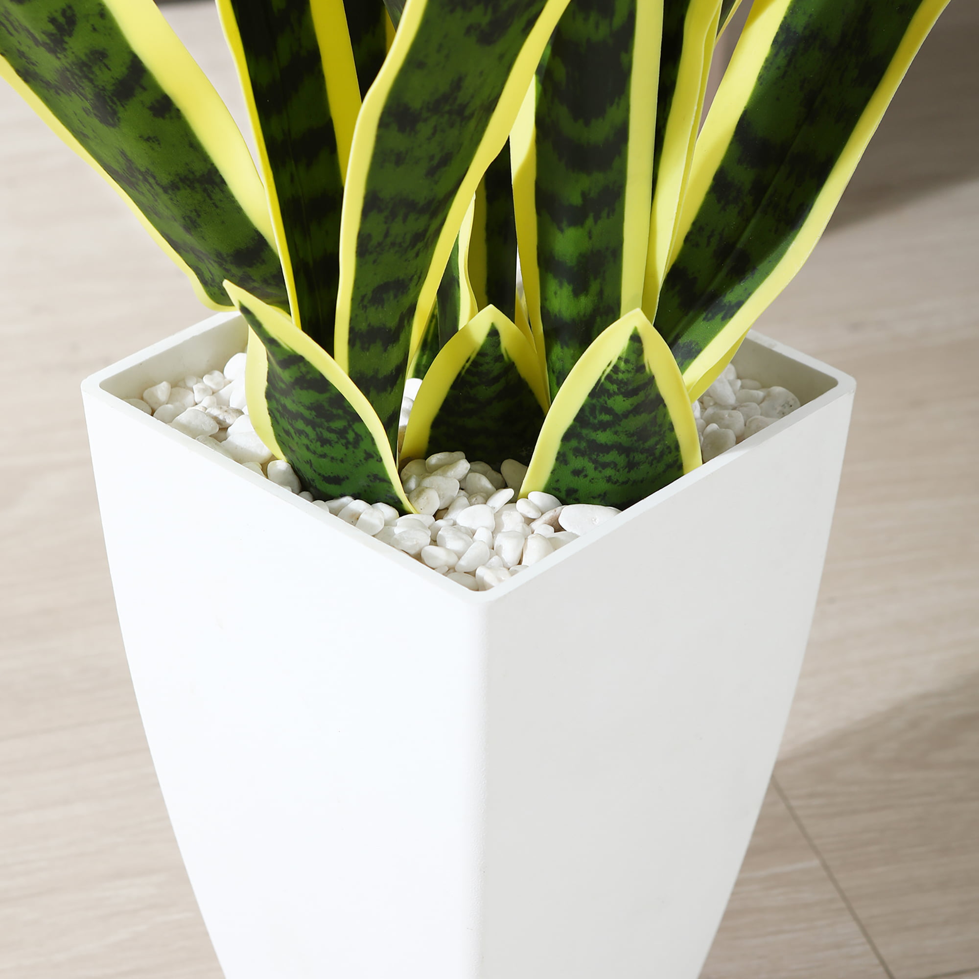  DUZYXI Artificial Snake Plant 16 with White Ceramic Pot  Sansevieria Plant Fake Snake Plant Greenery Faux Plant in Pot for Home  Office Living Room Housewarming Gifts Indoor Outdoor Decor-Yellow : Home