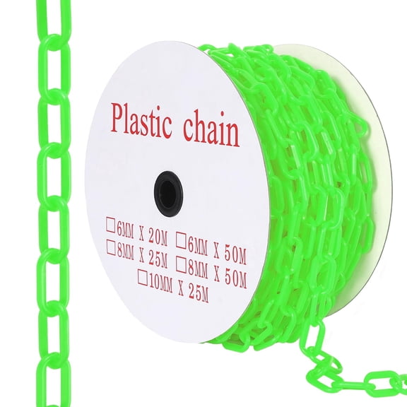 UV Resistant Heavy Duty Plastic Safety Barrier Chain 240FT 6MM Thick 50 S-Hooks Durable Crowd Control Parking Construction Event Marking Indoor Outdoor Green Yellow