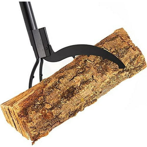 Dragonfire Log Grabber - 40" Long Fire Pit Tong with Durable Steel Shaft, Ergonomic Leatherette Handle, Triple Prong Design, and Heat-Resistant Black Coating