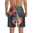 thumbnail image 3 of KLL Bohemian Colorful Flower Woman Men's Casual Summer Beach Shorts Hawaiian Shorts with Pockets-XX-Large, 3 of 5