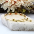 thumbnail image 5 of 18K Yellow Gold Plated Silver Simulated Red Garnet & White Natural Diamond Gemstone Birthstone Tennis Bolo Adjustable Bracelet For Women (6.37 Cttw, Oval Fully Adjustable Up to 9 Inch), 5 of 7
