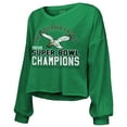 thumbnail image 2 of Women's Majestic Threads  Kelly Green Philadelphia Eagles Super Bowl LIX Champions Hard Count Retro Off Shoulder V-Neck, 2 of 3