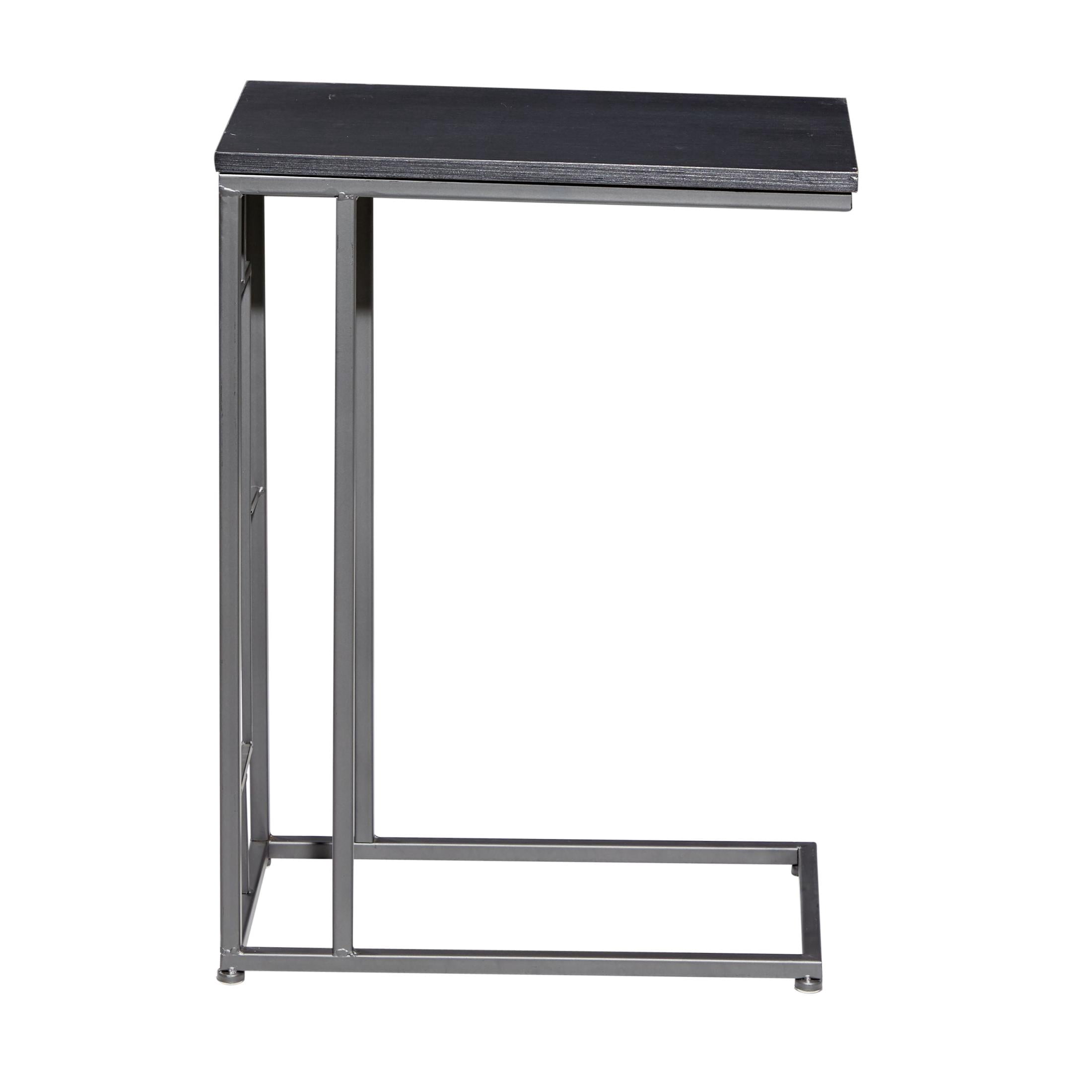 DecMode 19" x 26" Black Metal C-Shaped Accent Table with Black Metal Base, 1-Piece