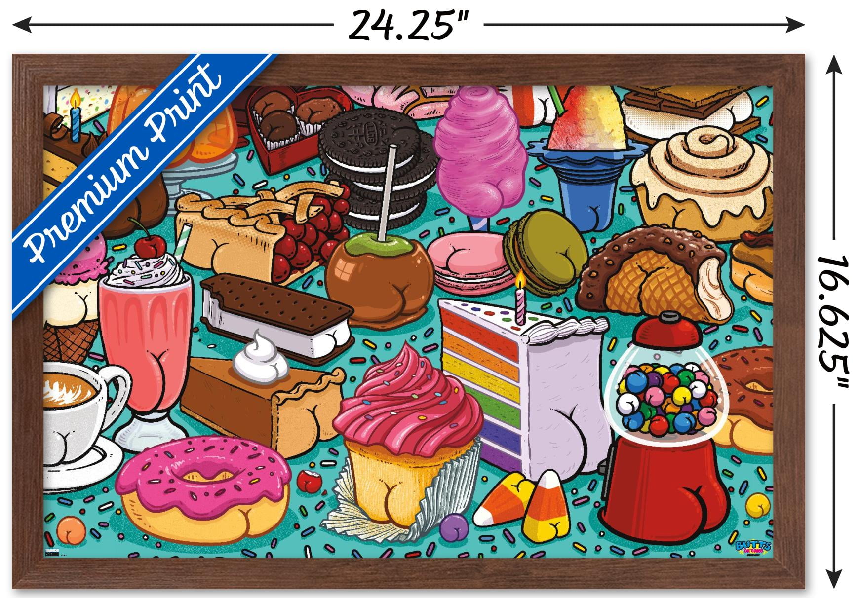 Brian Cook: Butts on Things - Sweets Wall Poster, 14.725" x 22.375" Framed