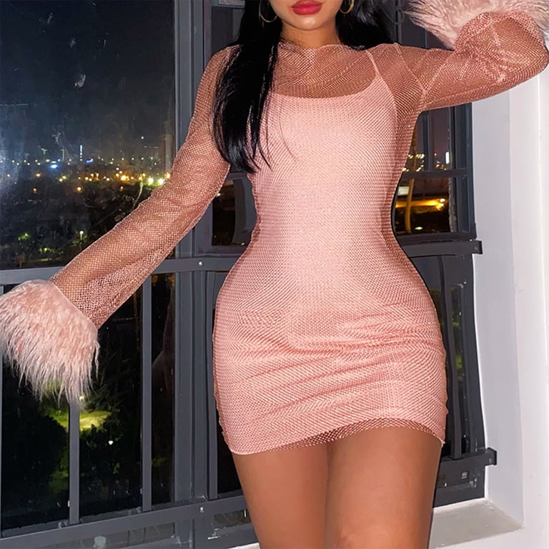SELONE Cocktail Dresses for Women Evening Party Long Sleeve Formal Gowns  Elegant Dresses Formal Dress Mini Rehearsal Dinner Dress Evening Dresses  Bodycon Formal Prom Dresses Party Dresses Pink M - Walmart.com