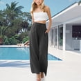 thumbnail image 2 of Hessimy Kids Girls Wide Leg Pants Casual Loose Drawstring Summer Athletic Joggers With Pockets Beach Vacation Clothes Autumn Winter Spring Summer Home Pants (Black,10-11 Years), 2 of 6