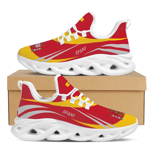 Zapatos vulcanizados para mujer con estampado del águila de San Juan, emblema nacional, diseño de la bandera de España, zapatillas deportivas para exteriores, transpirables, informales, con cordones