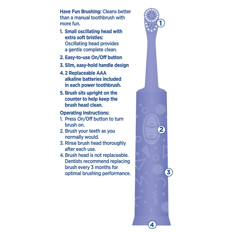 Equate Kids Easy Hold Battery-Powered Electric Toothbrush, 3-Pack photo 8