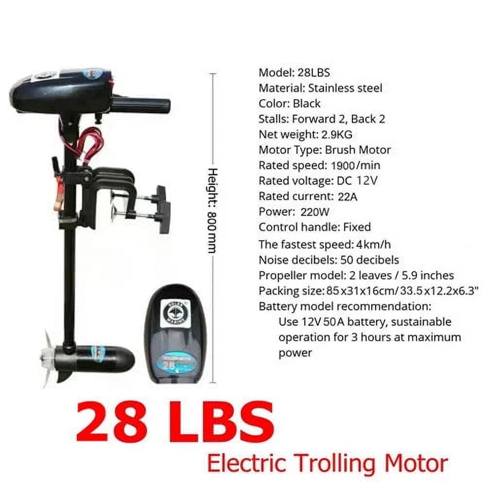 18/28/40/50/60 LBS 12V Electric Trolling Motor 260W Outboard Boat Engine Transom Mount Inflatable Fishing Kayak Propeller