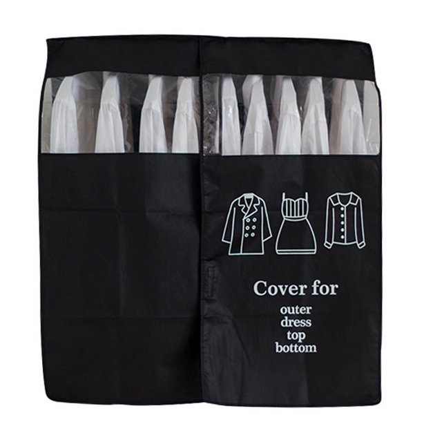 Funda protectora negra transpirable para ropa, 90 x 110 cm, con cinta mágica