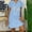 Blue, variant on Sakmal Cotton Linen Dresses for Women Mini Casual Boho Tshirt Dress Green V Neck Floral Short Sleeve Ladies Sundress L