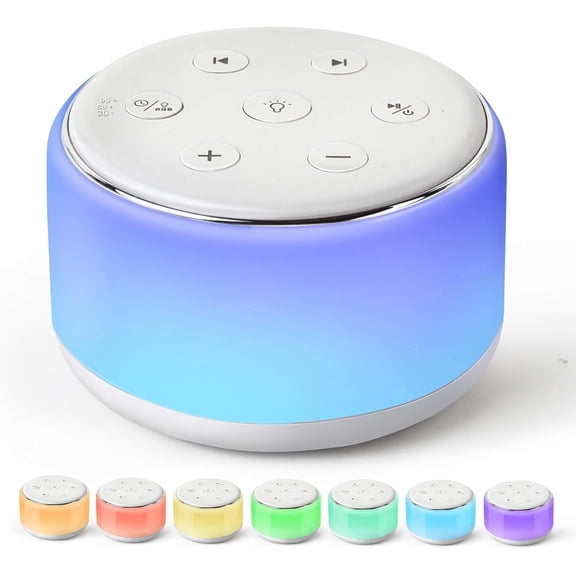 FamiSym Baby Sound Machine and Shusher with Night Light, 34 Sounds for Nursery, Child, White