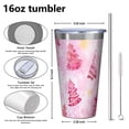 thumbnail image 4 of 16oz Tumblers Pink Christmas Tree Stainless Steel Vacuum Insulated Double Wall Travel Tumbler Cups Mug with Lid and Straw,Cleaning Brush for Coffee,Tea, 4 of 4