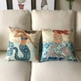 thumbnail image 3 of Sea Theme Decorative Square Mediterranean Style Cotton Linen Mermaid Coastal Pillow Cover Ocean Animal Cushion Cover 18 X 18 Inch Pillow Inserts, Nautical Pillow Covers, 3 of 9