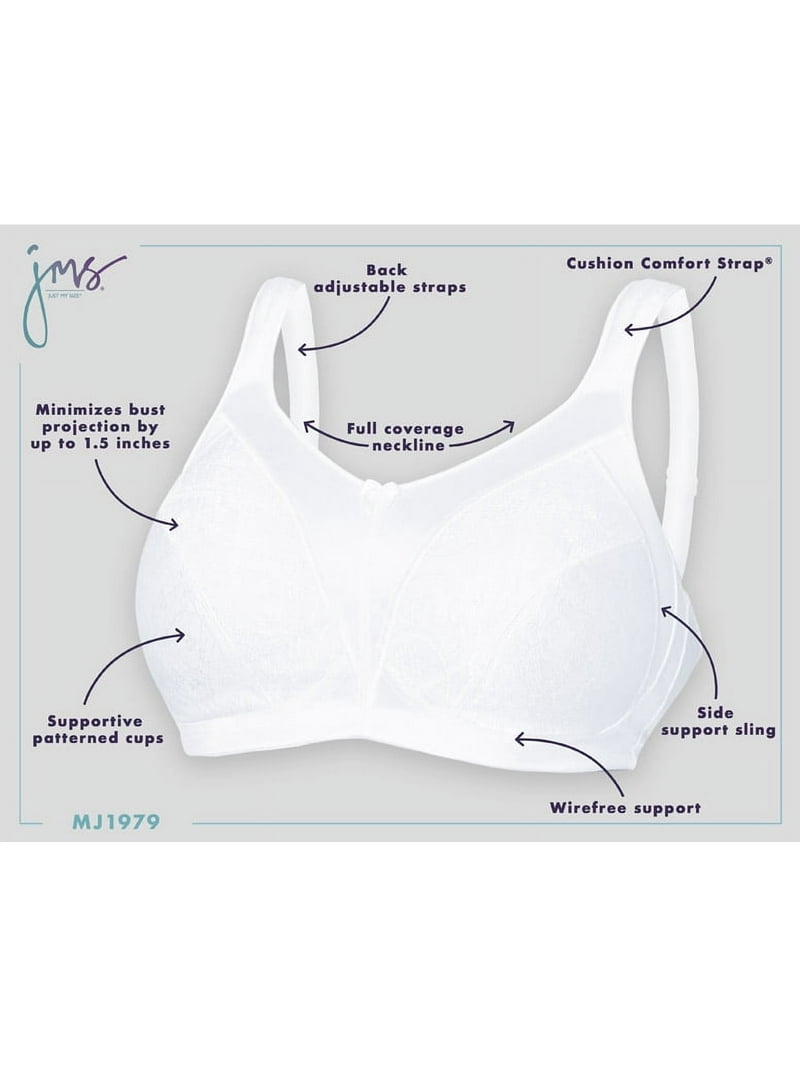 Just My Size 48D Satin Comfort Strap Wirefree Minimizer Bra