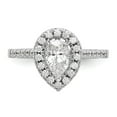 thumbnail image 4 of Solid 14k White Gold Pear Halo Diamond Side-Stones with CZ Cubic Zirconia Center Stone Engagement Ring Size 6.5, 4 of 8