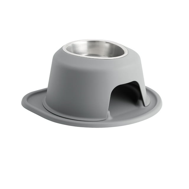 WeatherTech Système d'Alimentation pour Animaux de Compagnie Simple Hauteur 6 Pouces - Acier Inoxydable - Gris Foncé