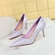 thumbnail image 3 of Zapatos de mujer minimalistas, delgados, clásicos, ultraaltos, con tacón de boca baja, puntiagudos, de cristal, lacados, de cuero, para banquetes, 3 of 5