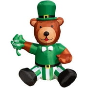 6ft Air Blown Inflatable St. Patrick's Day Teddy Bear w/ Shamrock Yard Decoration