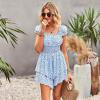 thumbnail image 1 of Womens Pants Womens Printing Fashion Casual Spring And Summer Square Collar Short Jumpsuit Sky Blue S, 1 of 9