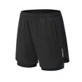 thumbnail image 2 of Men's 2 in 1 Athletic Board Shorts with Compression Liner & Zipper Pockets, Quick Dry Running Workout Short Pants 5" Inseam, 2 of 6