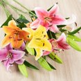 thumbnail image 5 of Visland Artificial Lily Flowers Full Bloom Fake Latex Real Touch Artificial Flower Bouquets with 3 Heads Wedding Party Decor Home Decor, 1PCS, 5 of 6