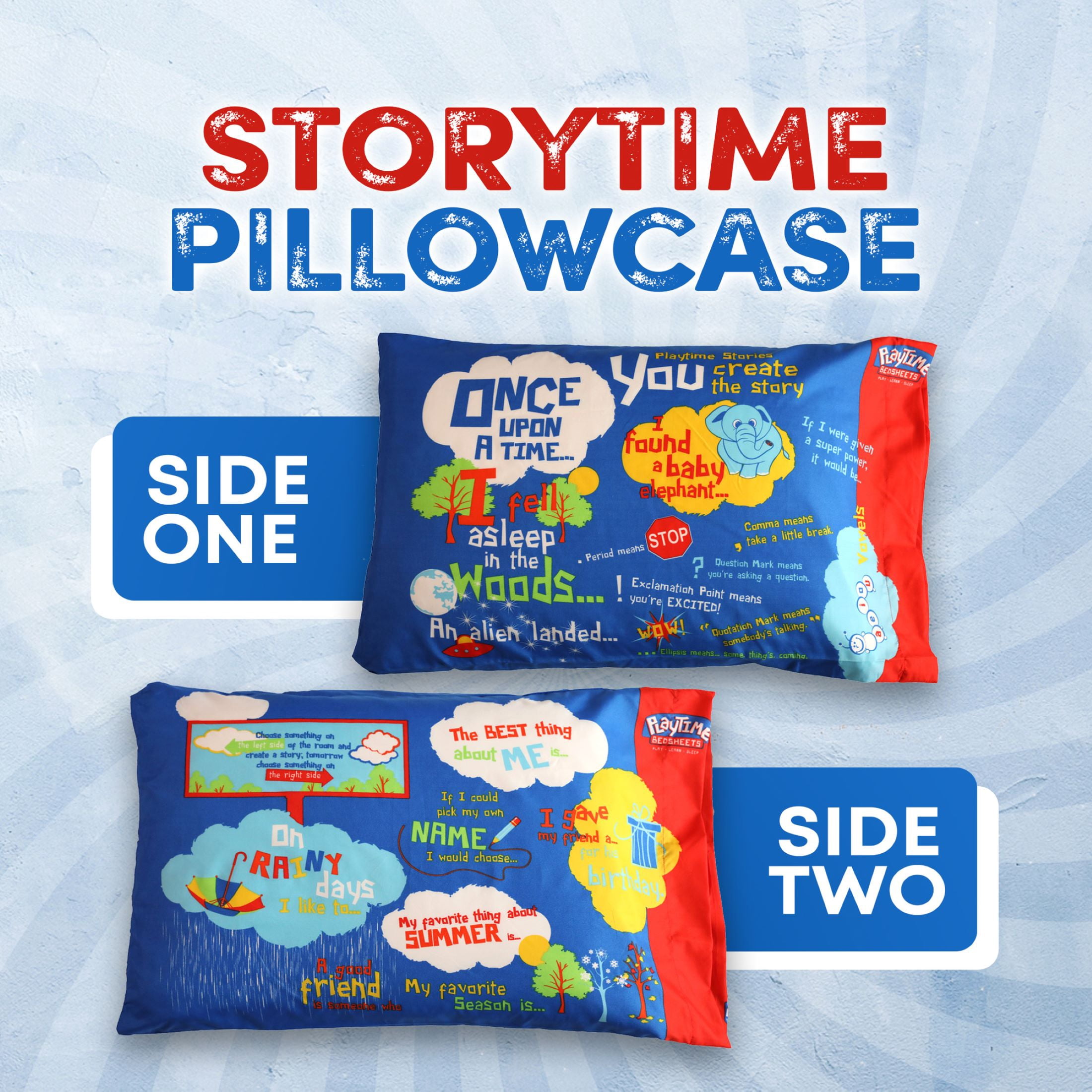 Playtime Premium & Ultra-Soft Microfiber Kids Blue Fitted Game Bedding Sheets & Pillowcases. 3 Piece. Twin, Pack and Play Kids /Toddler Bed Sheets Set. Over 65 Fun Interactive Kids Games, Puzzles
