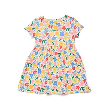 Wonder Nation Baby and Toddler Girls Play Dress with Short Sleeves, Sizes 0/3M-5T