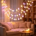 thumbnail image 4 of Christmas Crystal Ball String Lights 10FT 20 LED Battery Operated Pink Fairy Lights for Indoor Holiday Room Porch Decor, 4 of 6