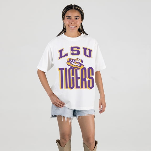 Women's Gameday Couture Cream LSU Tigers Oversized Fierce Focus T-Shirt